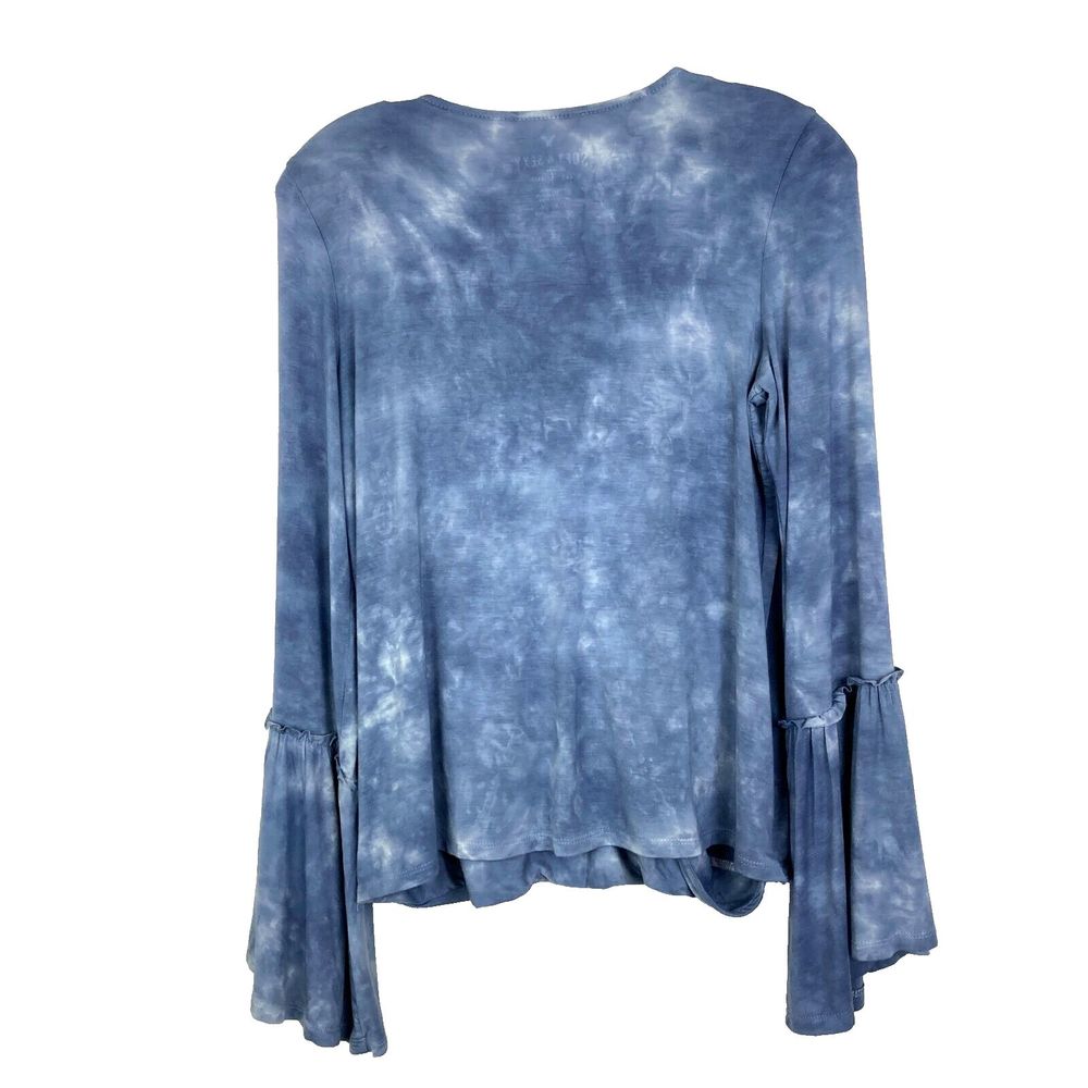 American Eagle Soft & Sexy Blue Tie Dye Shirt Size S Bell Sleeve V Neck - Picture 5 of 6